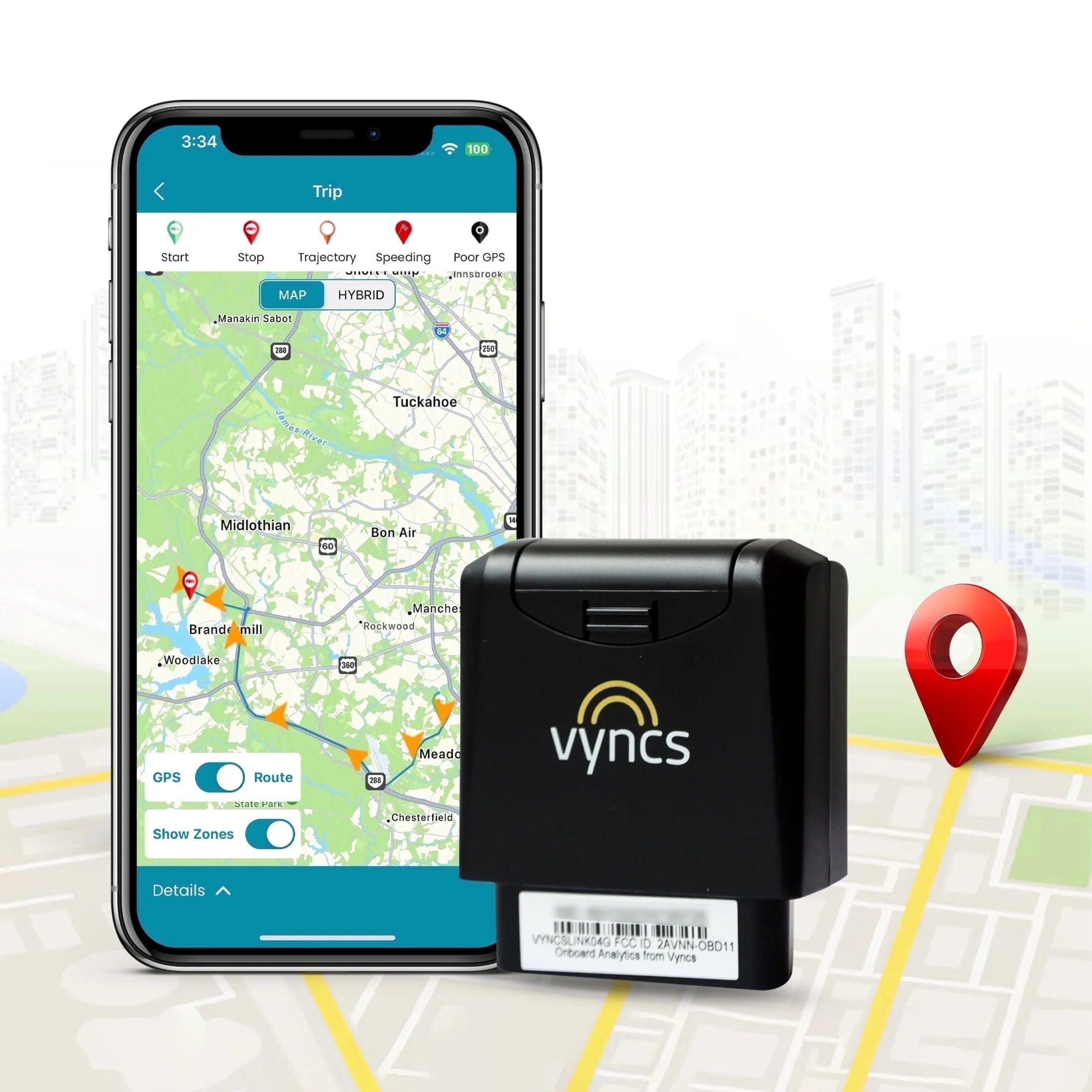 Vyncs GPS Tracker (4G) – Suivi GPS en Temps Réel